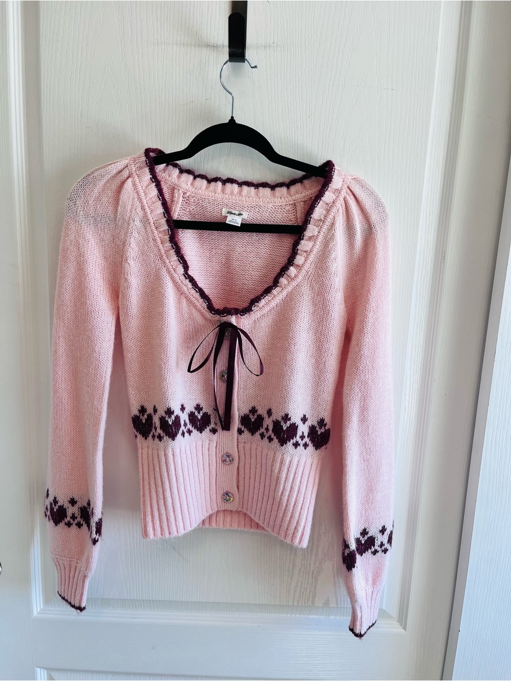 Urban Outfitters Kimchi Blue Alice Femme Fair Isle Cropped Cardigan XS NWOT - Picture 7 of 13
